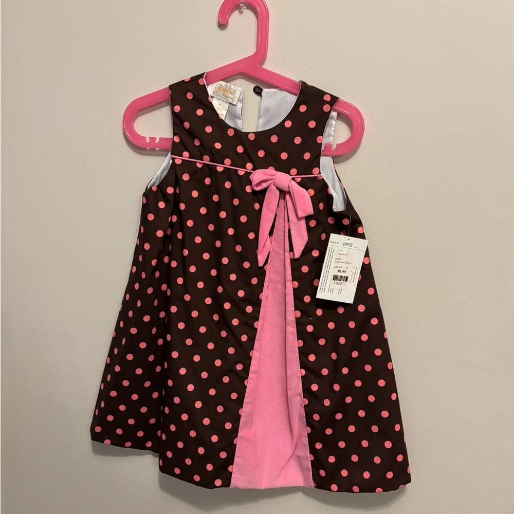 Rosalina Brown Dress with Pink Polka Dots